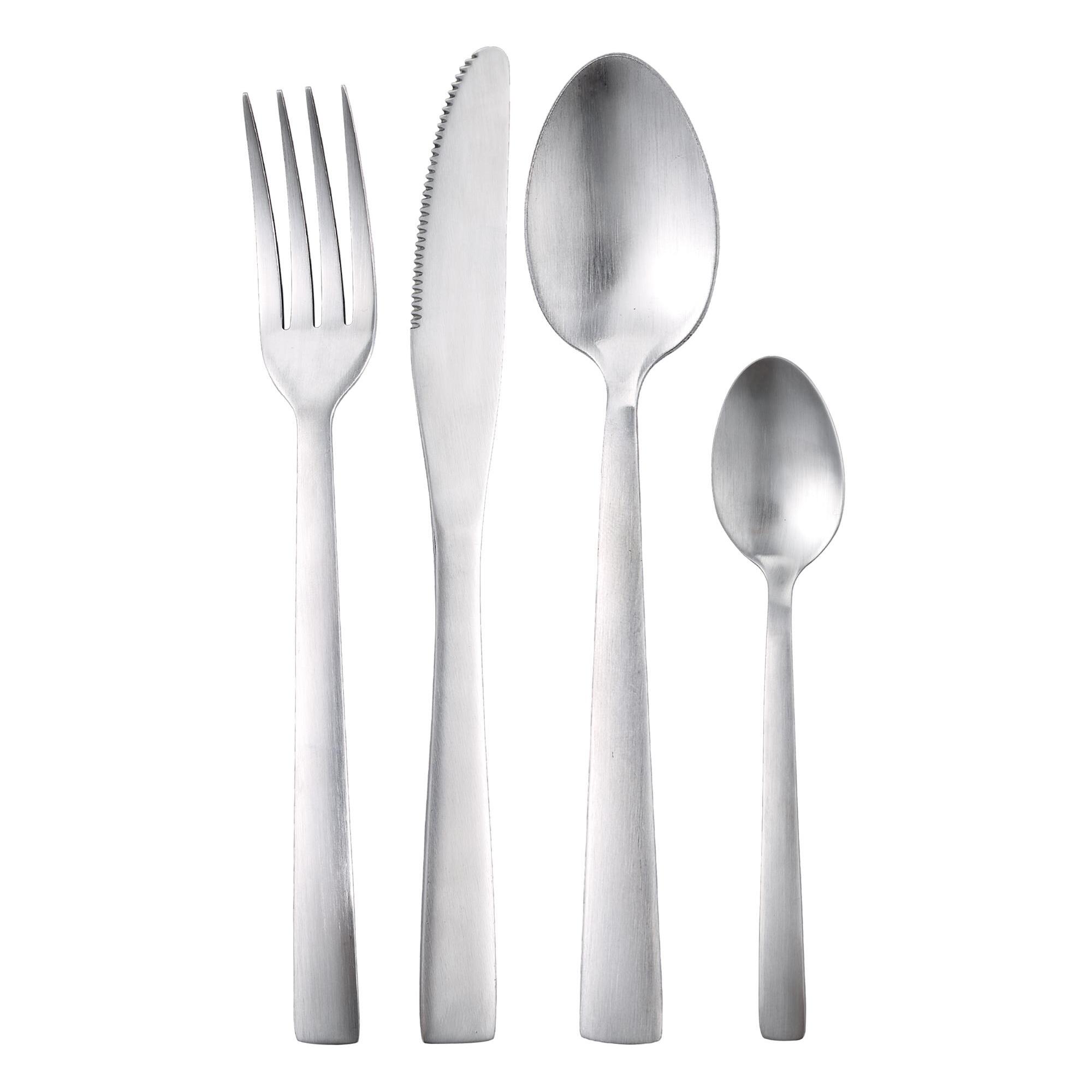Cubertería de 24 Piezas (6 cucharas + 6 Tenedores + 6 cuchillos + 6 cucharillas) en acero inoxidable mate San Ignacio