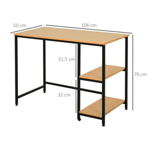 Mesa de Ordenador Pies Ajustables de Madera, Metal 106x50x76cm