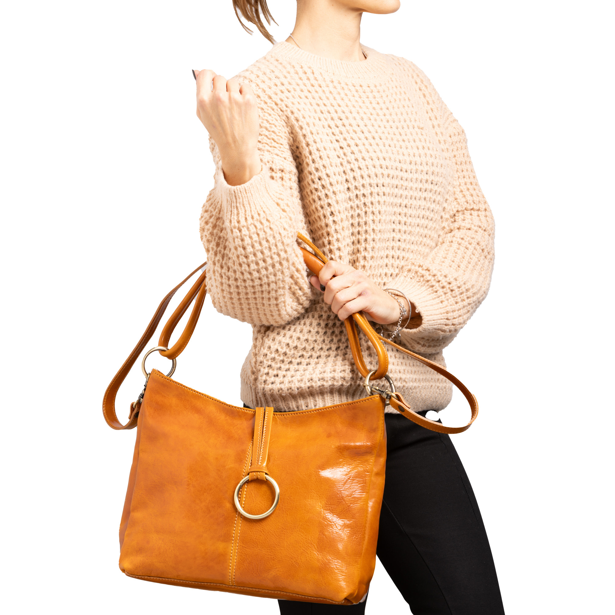 Borsa a spalla  da donna In Vera pelle Made in Italy 29x32x11 cm