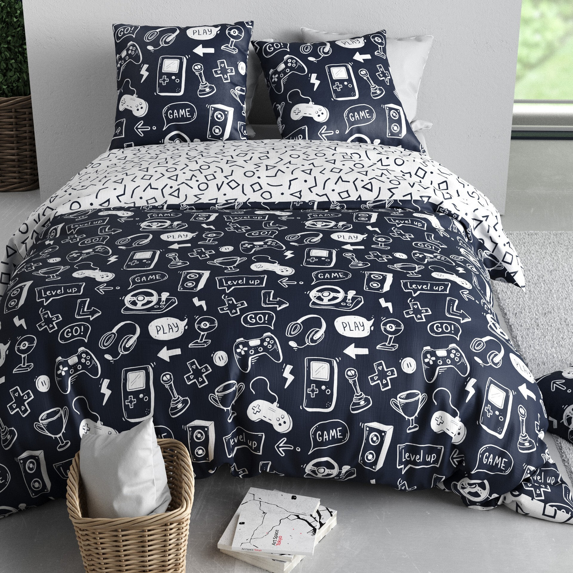 Parure Housse De Couette 2pcs 100% Coton 57 Fils GEEK