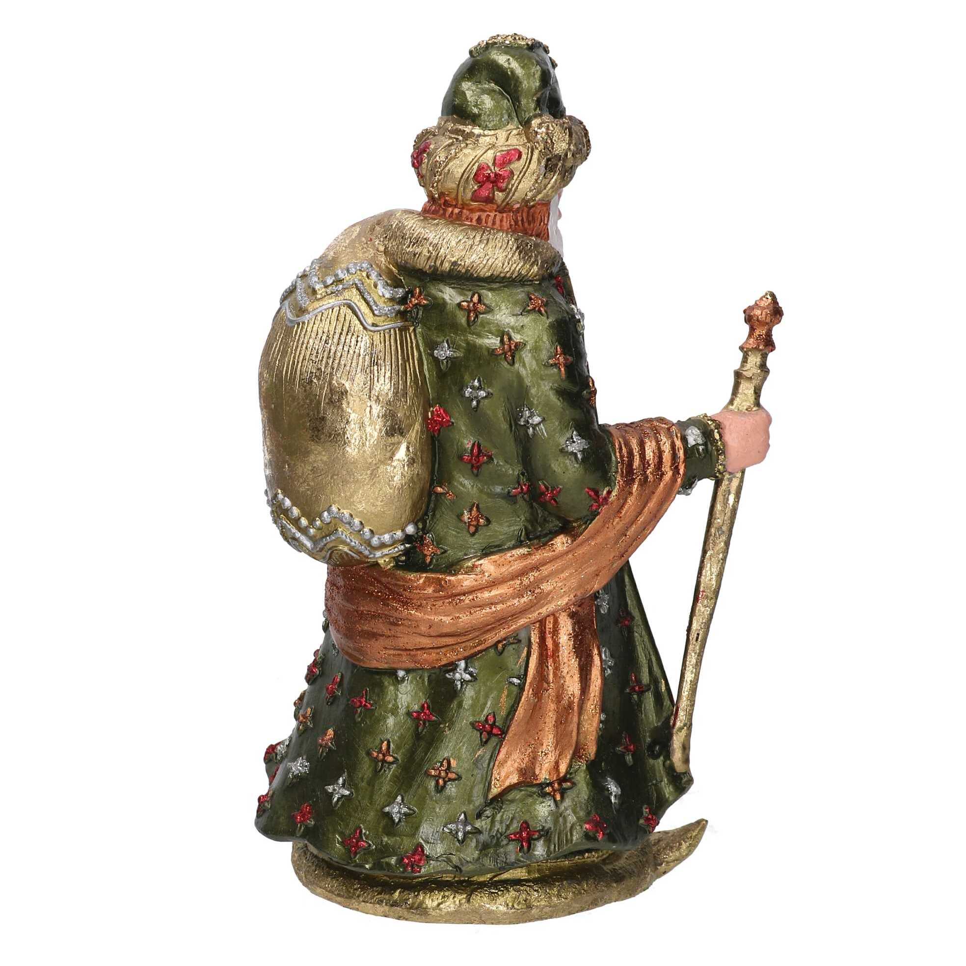 Babbo natale in resina verde oliva cm 12x10h20