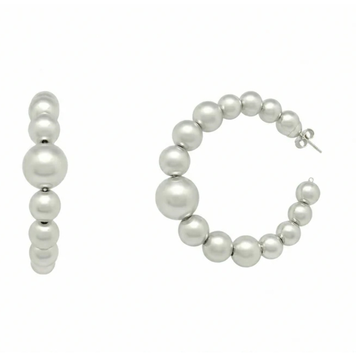 Pendiente de aro con bolas plata 10µ CBS