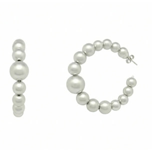 Pendiente de aro con bolas plata 10µ CBS