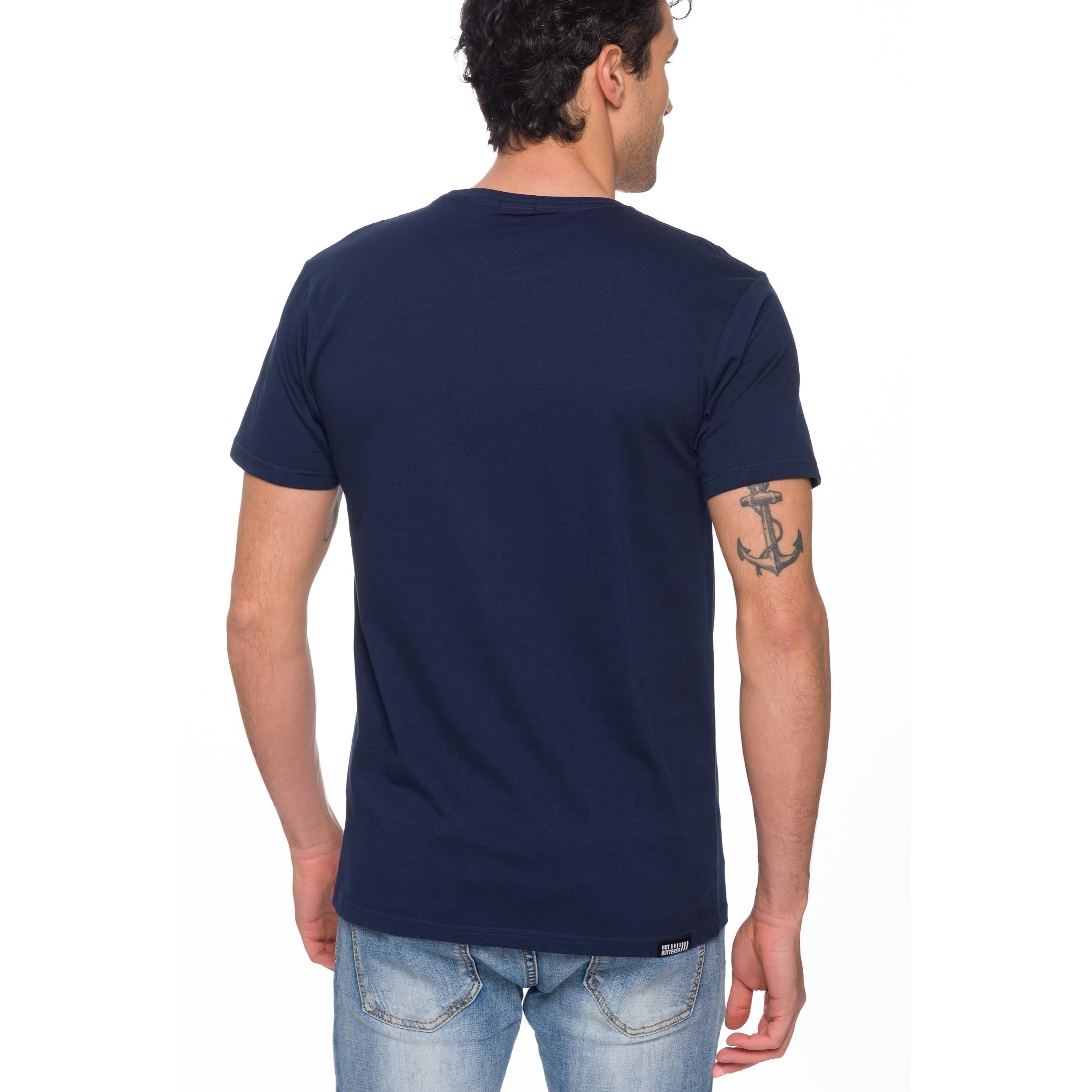 T-shirt in cotone 150 gr Hot Buttered California Colore Blu Navy