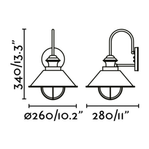 NÁUTICA 280 Lampada da parete marrone ossido