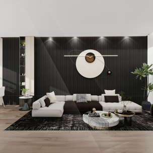 Chopin - Set 6 Pannelli Fonoassorbenti Decorativi 235x18 cm per Interno ed Esterno in WPC Nero