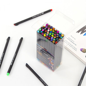 Set di 48 penne professionali COLOR FINELINER punta fine 0,4 mm. Colori definiti e brillanti per contorni, illustrazioni, mandala...