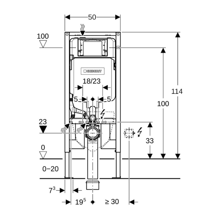 Duofix Bâti-support extra-plat 114 cm UP720, gain de place, avec réservoir à encastrer Sigma 8 cm (111.796.00.1)