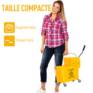 Chariot de nettoyage lavage seau de ménage 20 L avec essoreur et séparateur eau sale propre jaune