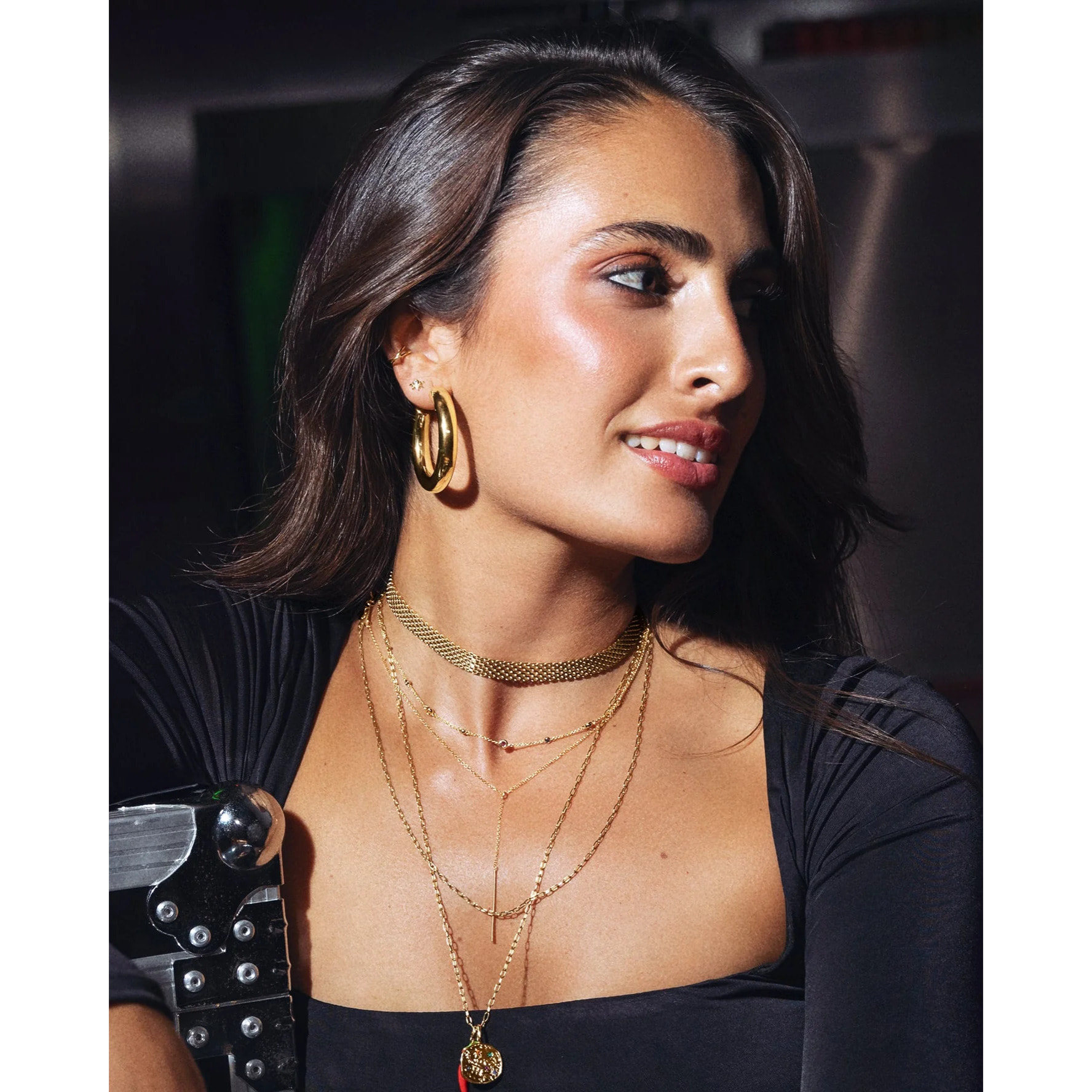 Choker Tape Acero Baño Oro