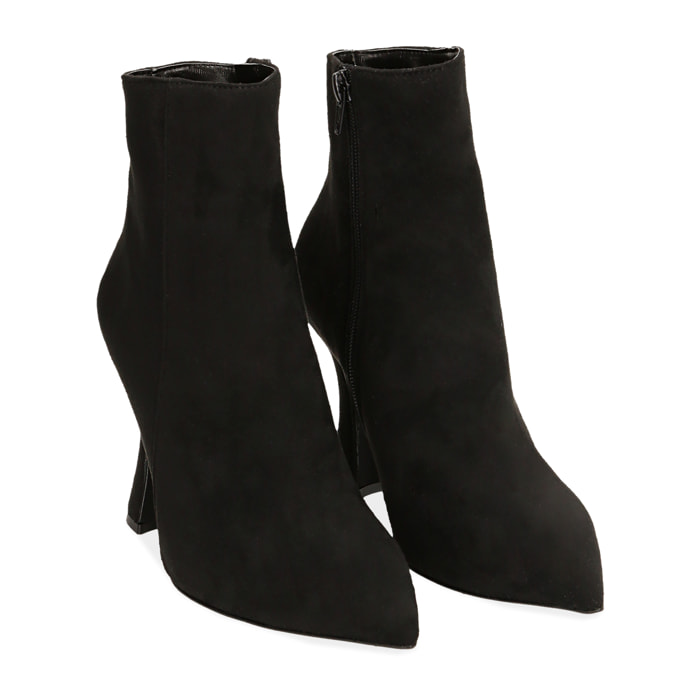 Botines negros de microfibra, tacón 10 cm.