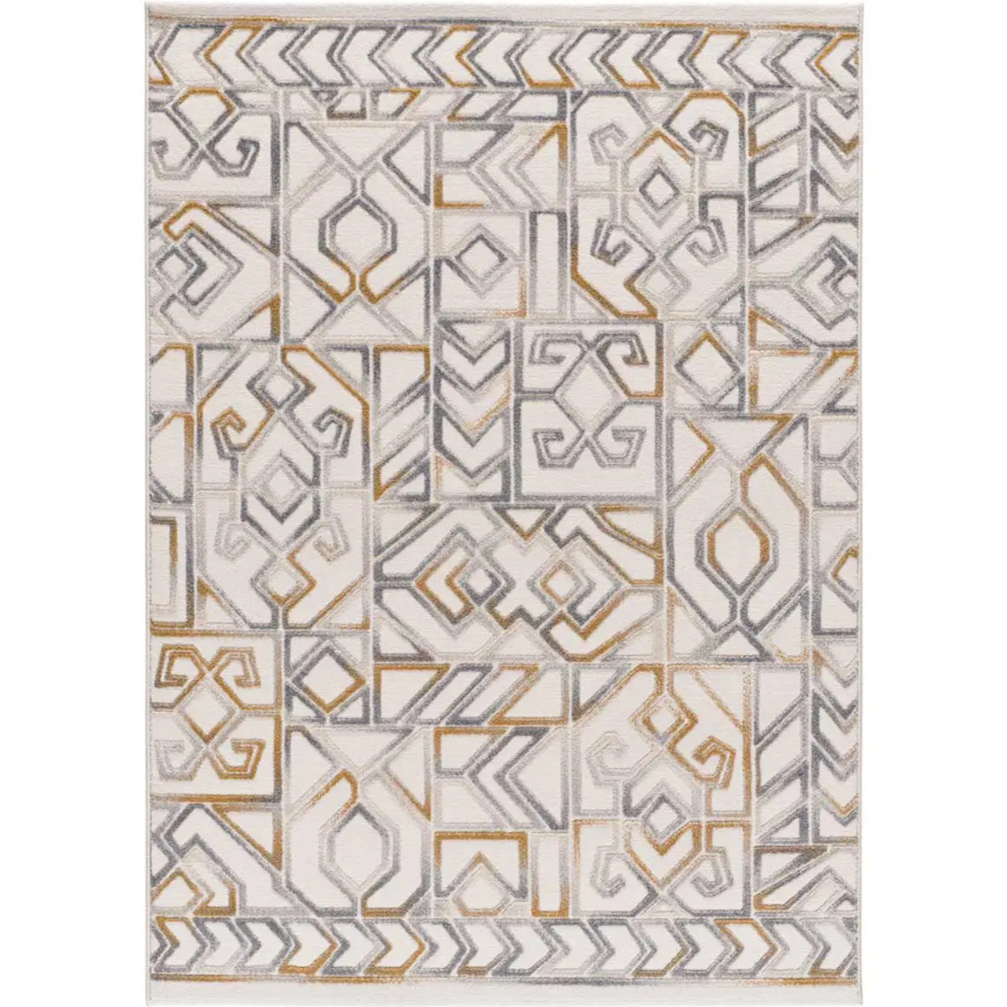AMARA Alfombra étnica con relieve Plata, varias medidas disponibles.