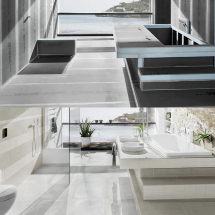 Lot de 3 panneaux de construction WEDI 250 x 60 x 4 cm + bande d'étanchéité