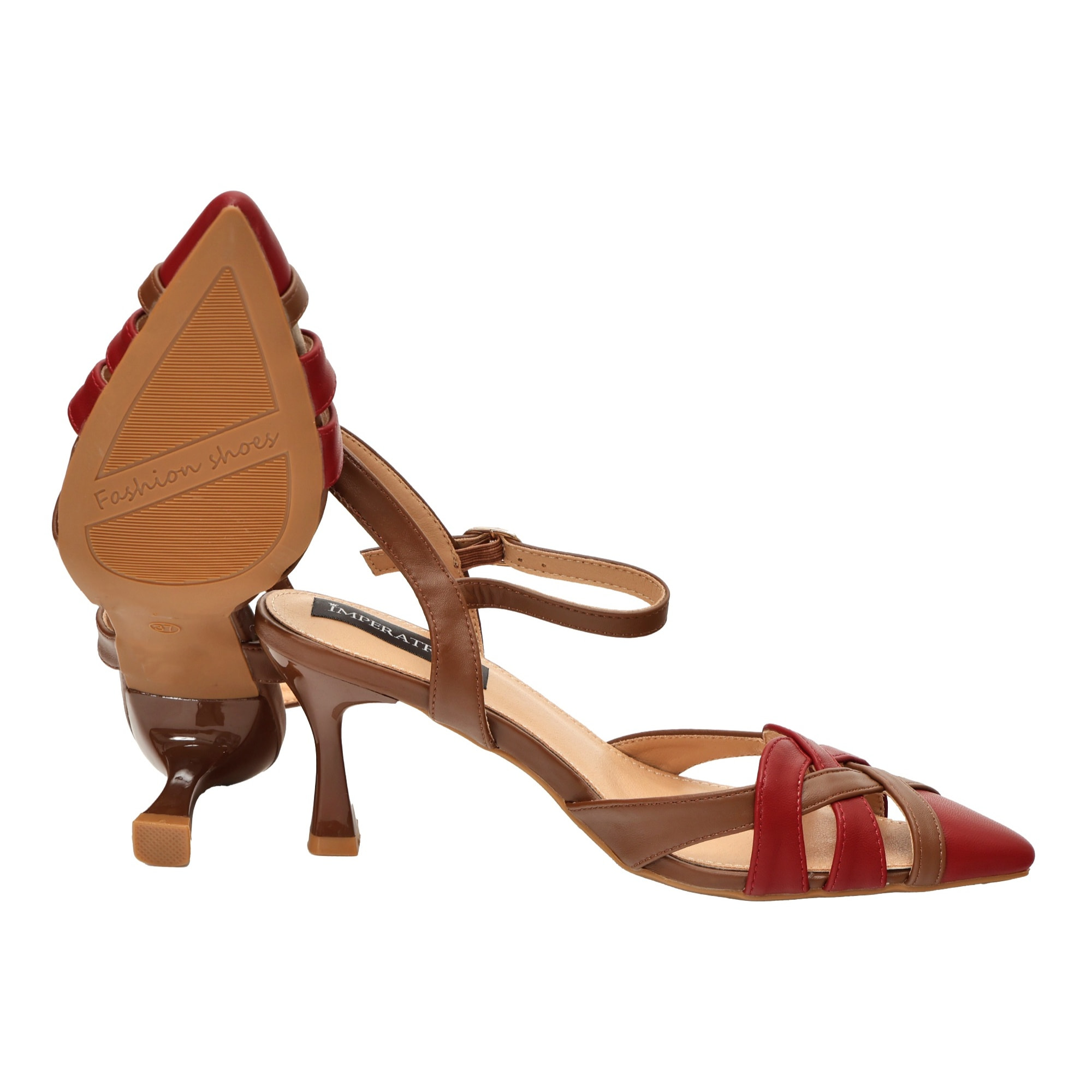 Sandali in simil pelle bicolore con incrocio sulla punta