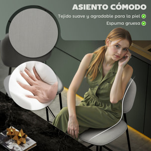 Juego de 2 Taburetes de Bar Taburetes Altos de Cocina con Respaldo y Reposapiés Tapizado en Terciopelo Marco de Acero Taburetes Altos Modernos para Comedor Mostrador Gris Claro