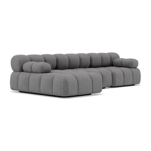 Ruby - canapé modulable d'angle gauche 4 places en velours texturé - Gris