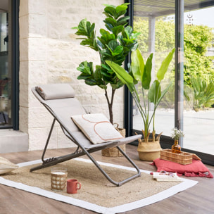 Chilienne de jardin pliante "Jubba" noisette & praline en zinc et polyester