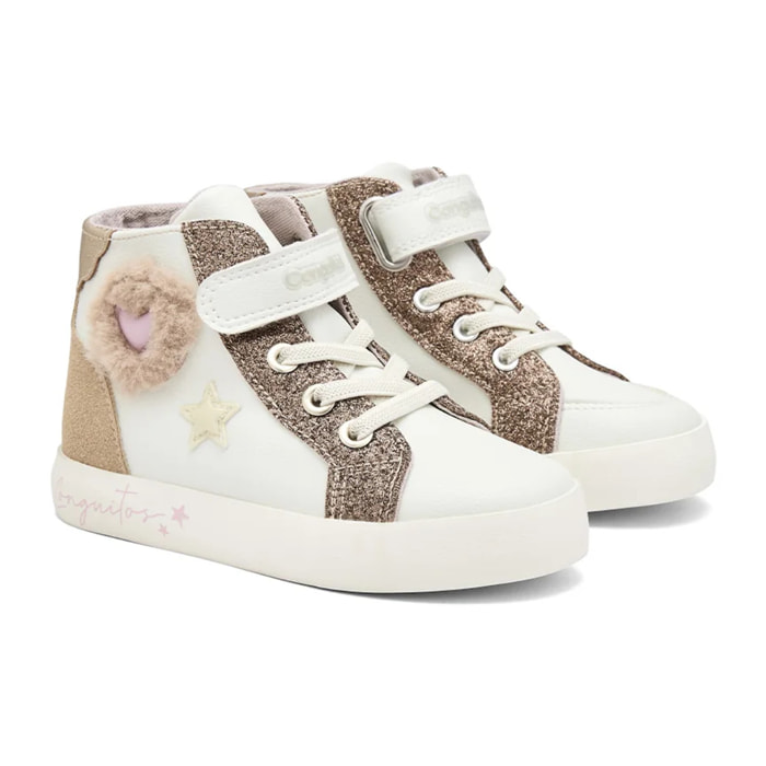Zapatillas Altas De Niña Con Pelo Y Corazón
