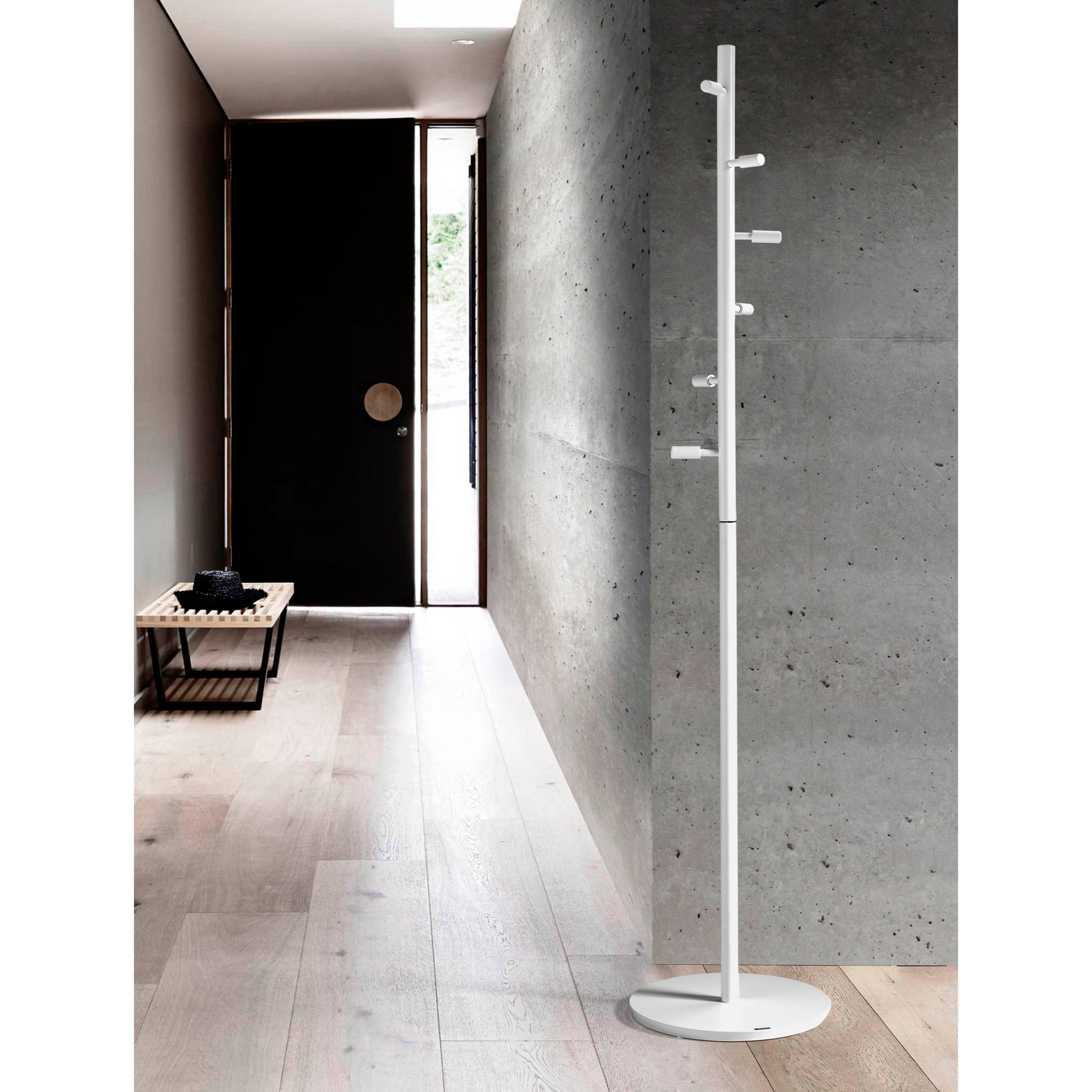 Perchero Espiral madera haya blanco 182x37x37 cm