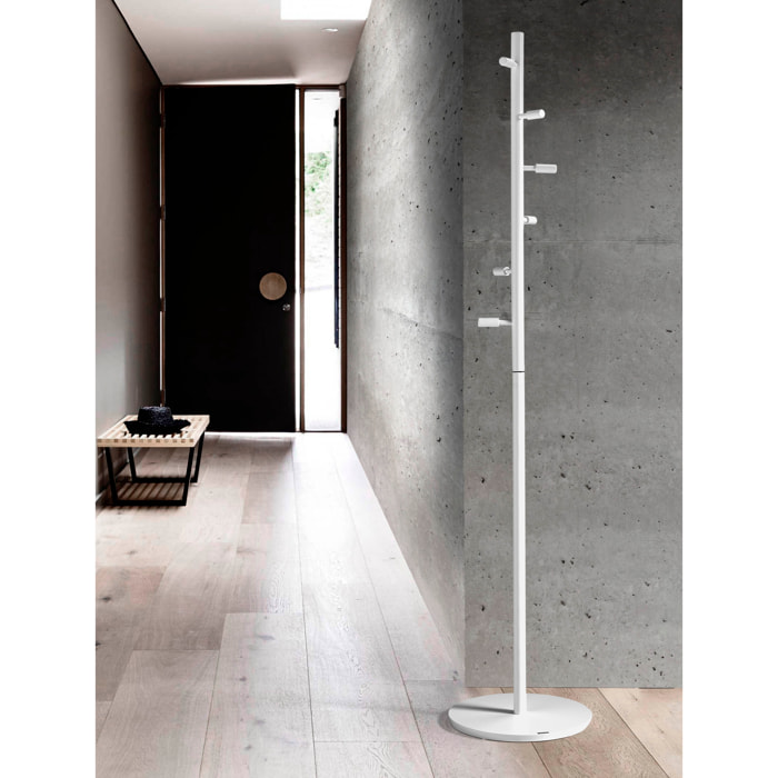 Perchero Espiral madera haya blanco 182x37x37 cm