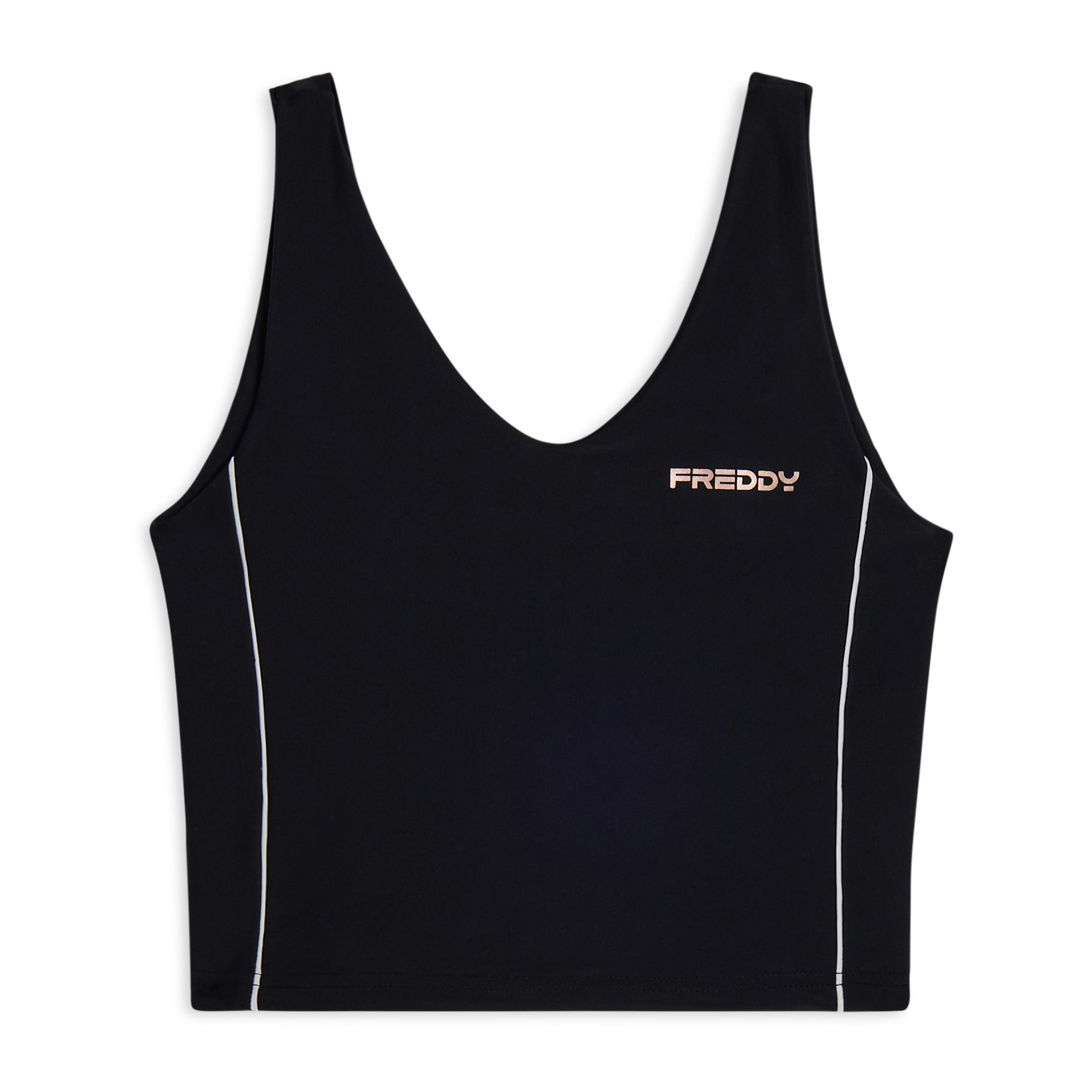 Canotta cropped con profili a contrasto e scollo ampio