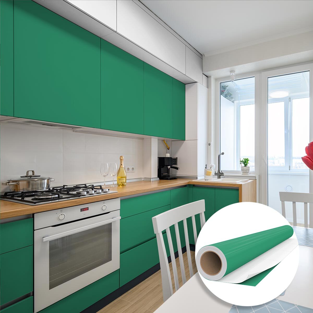 Rouleau adhésif décoratif Vinyle au Mètre - Turquoise - Sticker Lavable Imperméable Mur Cuisine Meubles