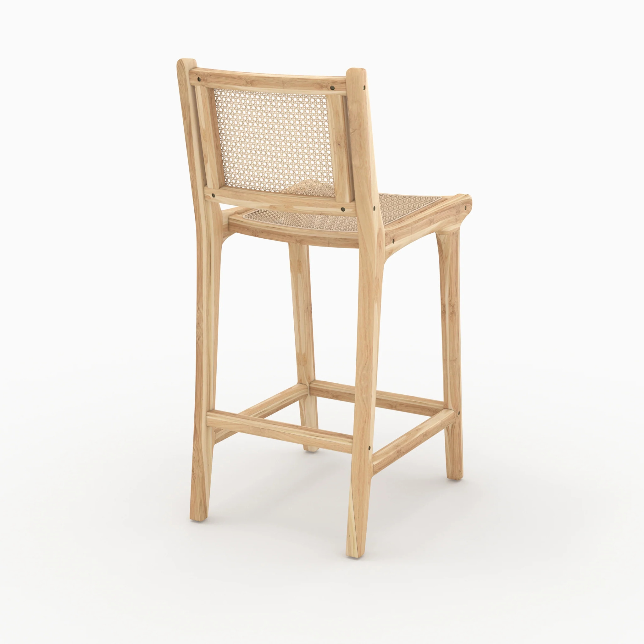 Lot de 2 chaises pour îlot central en teck et cannage rotin 66,5 cm - Kyla