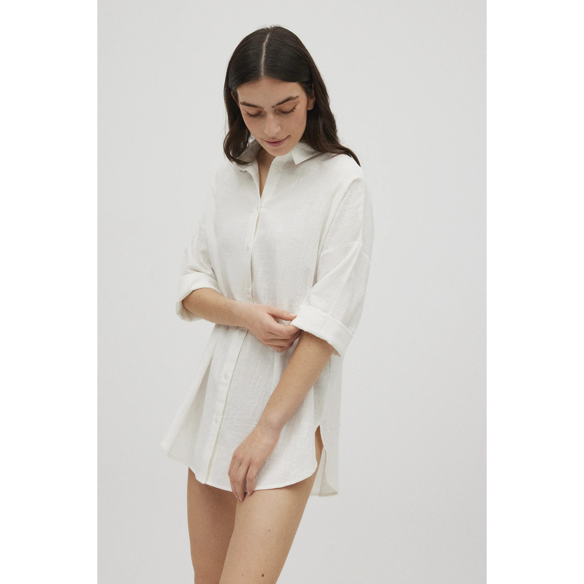 Camicia a maniche lunghe in cotone fluido