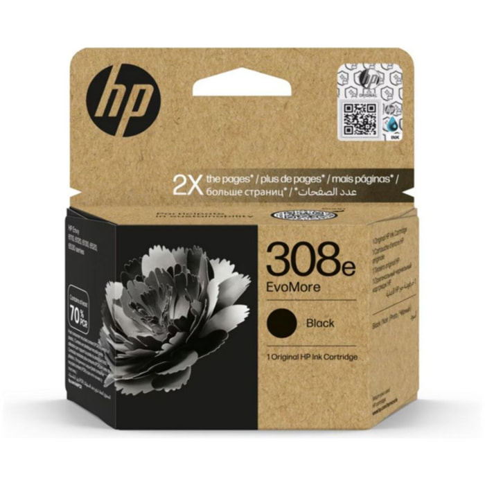 Cartouche d'encre HP Originale 308 Noire EvoMore Standard - 7N0W6AE