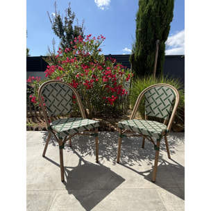 BISTRO - Lot de 2 fauteuils de jardin empilables en aluminium - vert