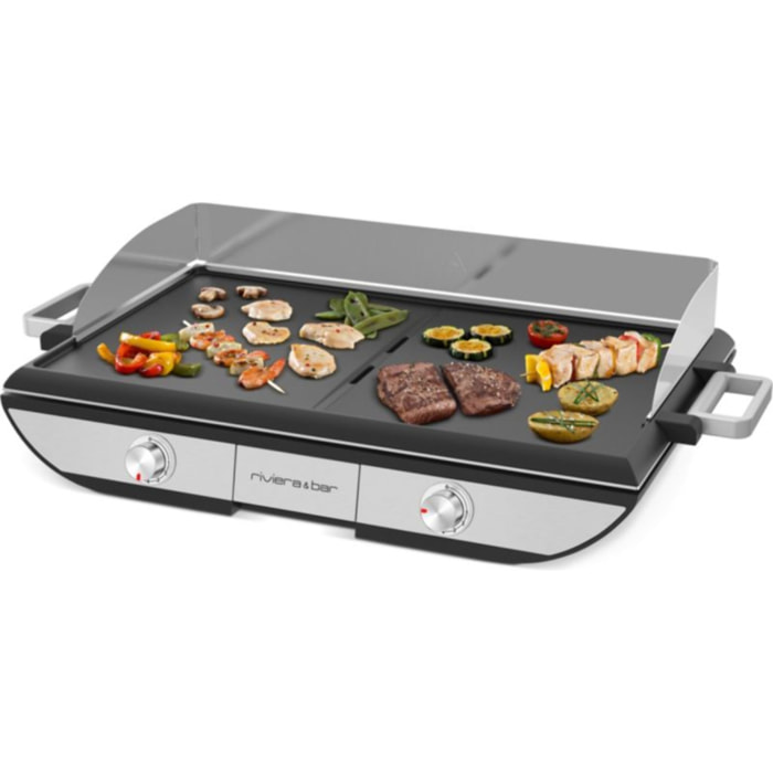 Plancha électrique RIVIERA ET BAR QPL 650 noir gris à poser, 50x30 cm
