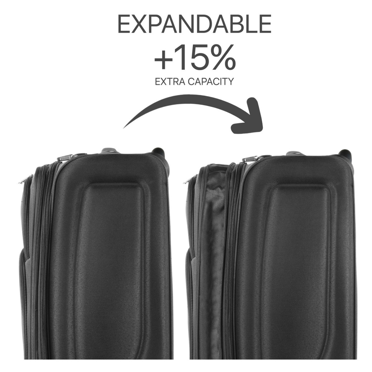 Juego De Maletas Semi-Rígidas Eva Itaca Bergamo Negro