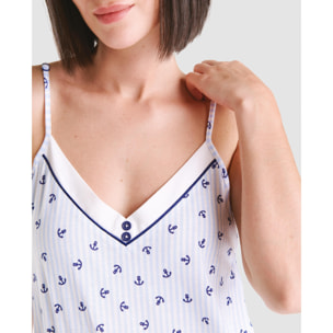 Camisón corto mujer anclas con tirantes ligero
