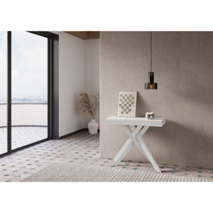 Consola extensible 90x40/300 cm Krack Evolution fresno blanco estructura blanca