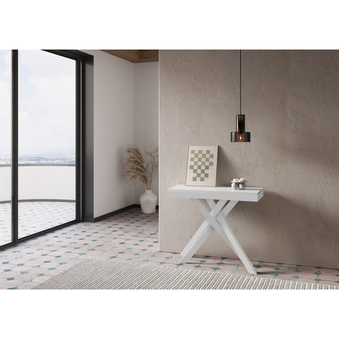 Consola extensible 90x40/300 cm Krack Evolution fresno blanco estructura blanca