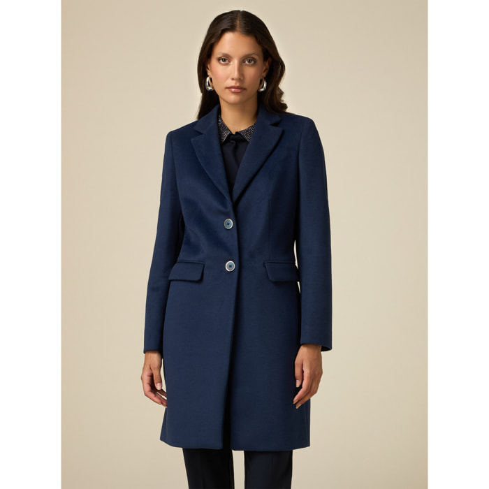 Oltre - Cappotto monopetto con tasche - Blu