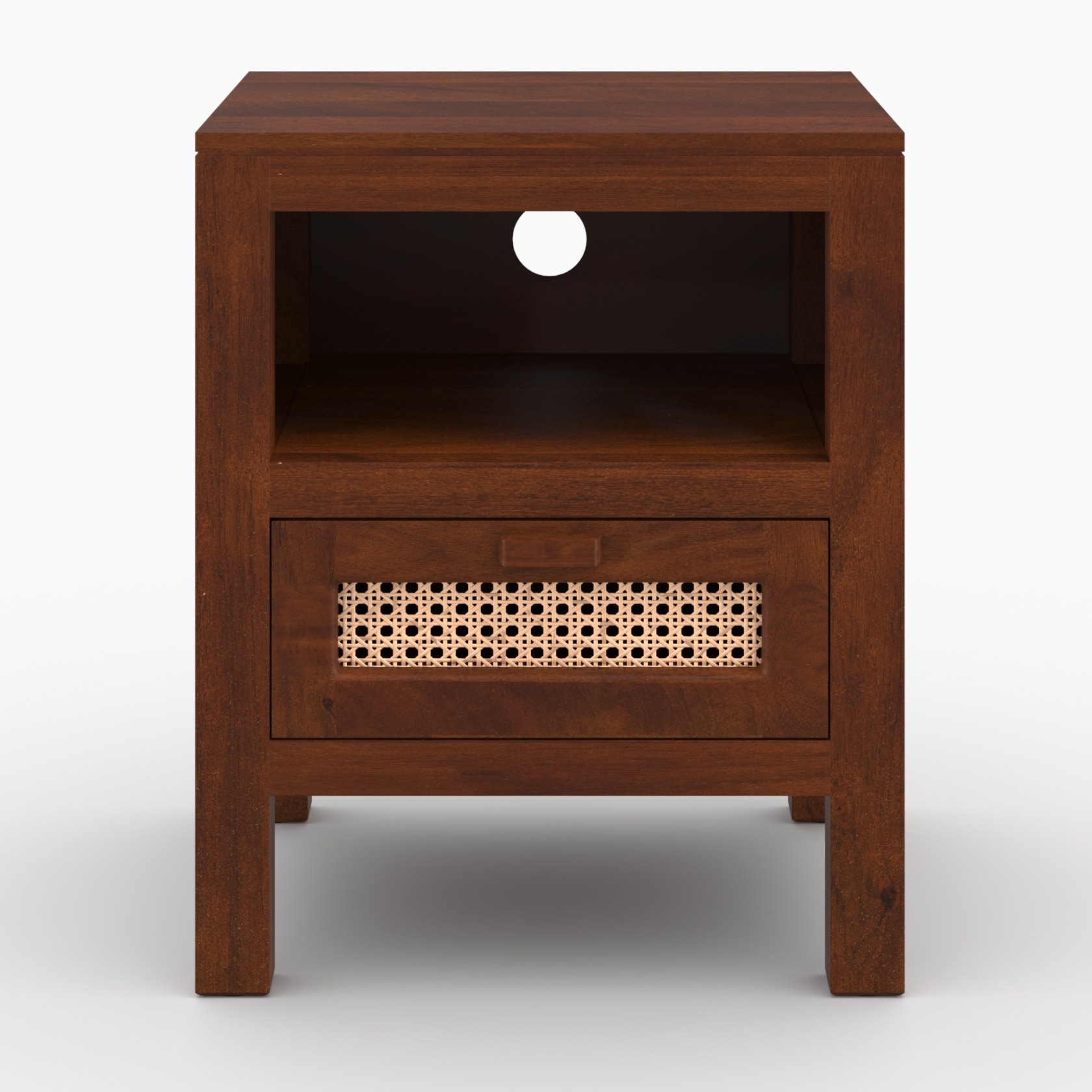 Table de chevet en bois de manguier et cannage - Tiki