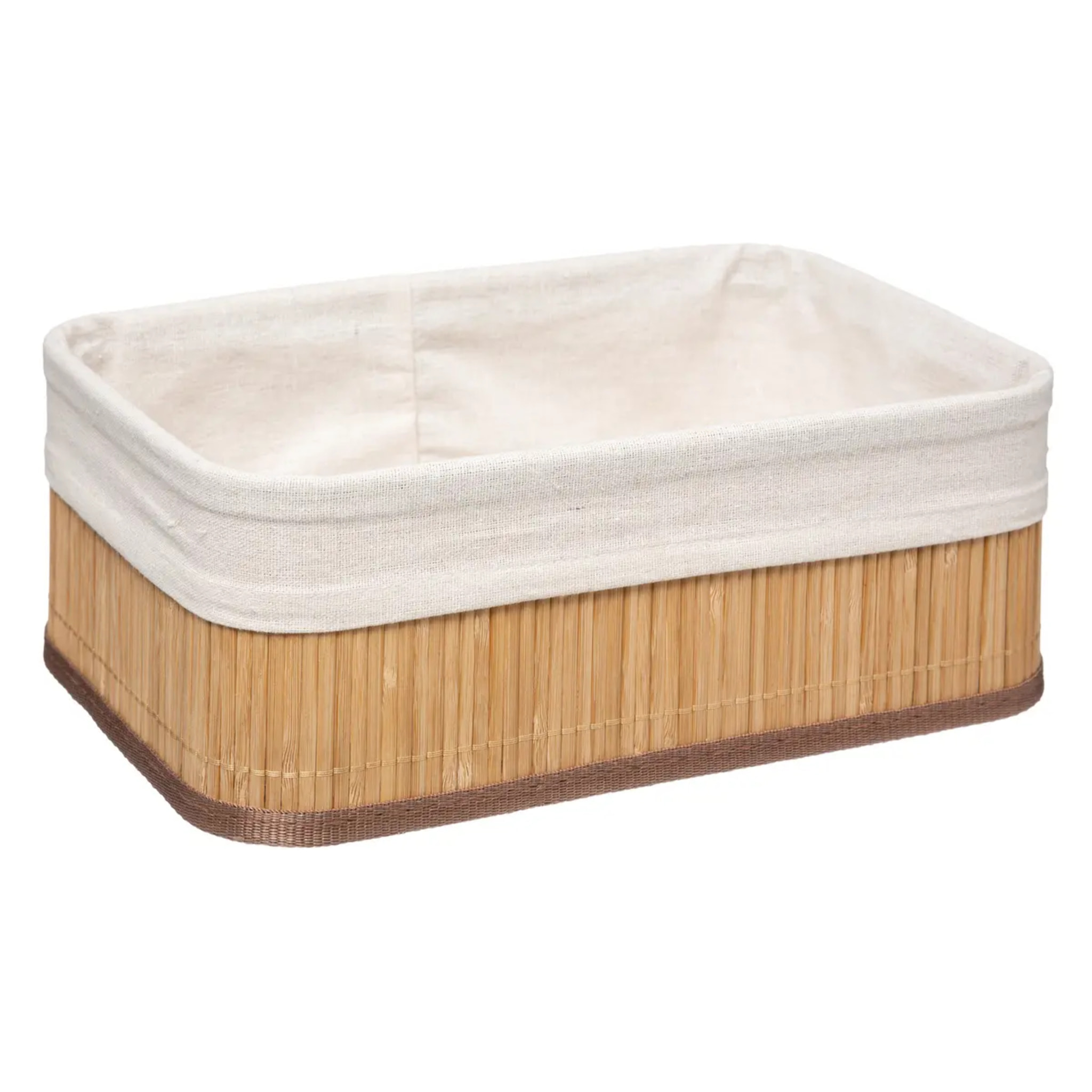 3 paniers "Vannerie" tissu blanc bambou