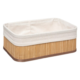 3 paniers "Vannerie" tissu blanc bambou