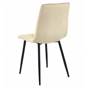 Set di 3 Sedie Libra in Velluto Beige con Gambe Nere