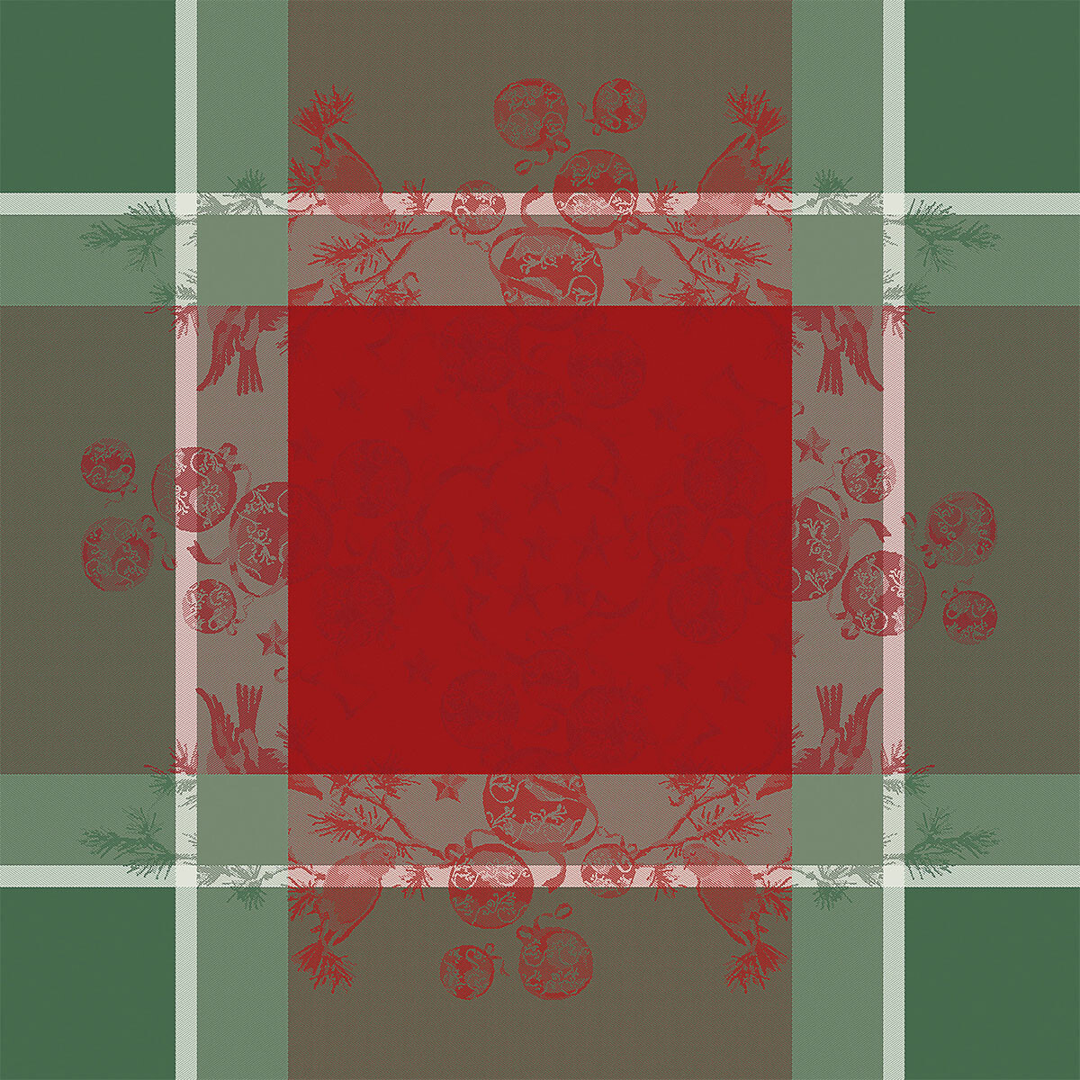 Serviette pur coton motif jacquard vert rouge Cadeaux de noel rouge