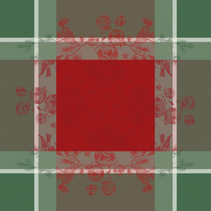 Serviette pur coton motif jacquard vert rouge Cadeaux de noel rouge