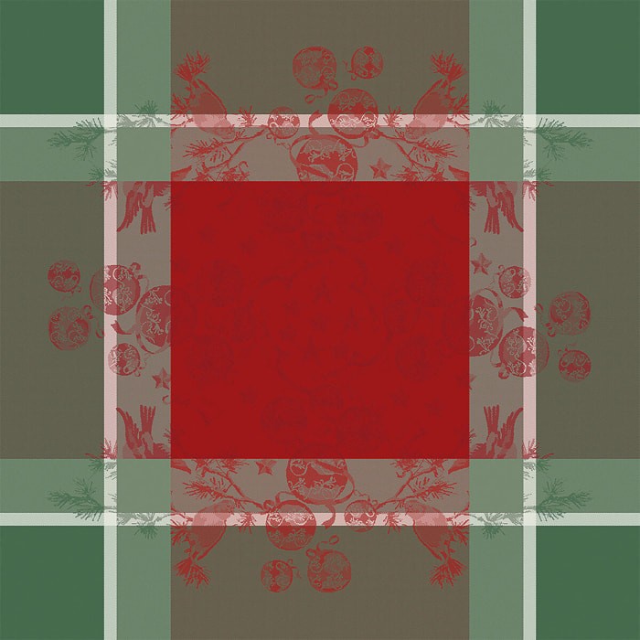 Serviette pur coton motif jacquard vert rouge Cadeaux de noel rouge