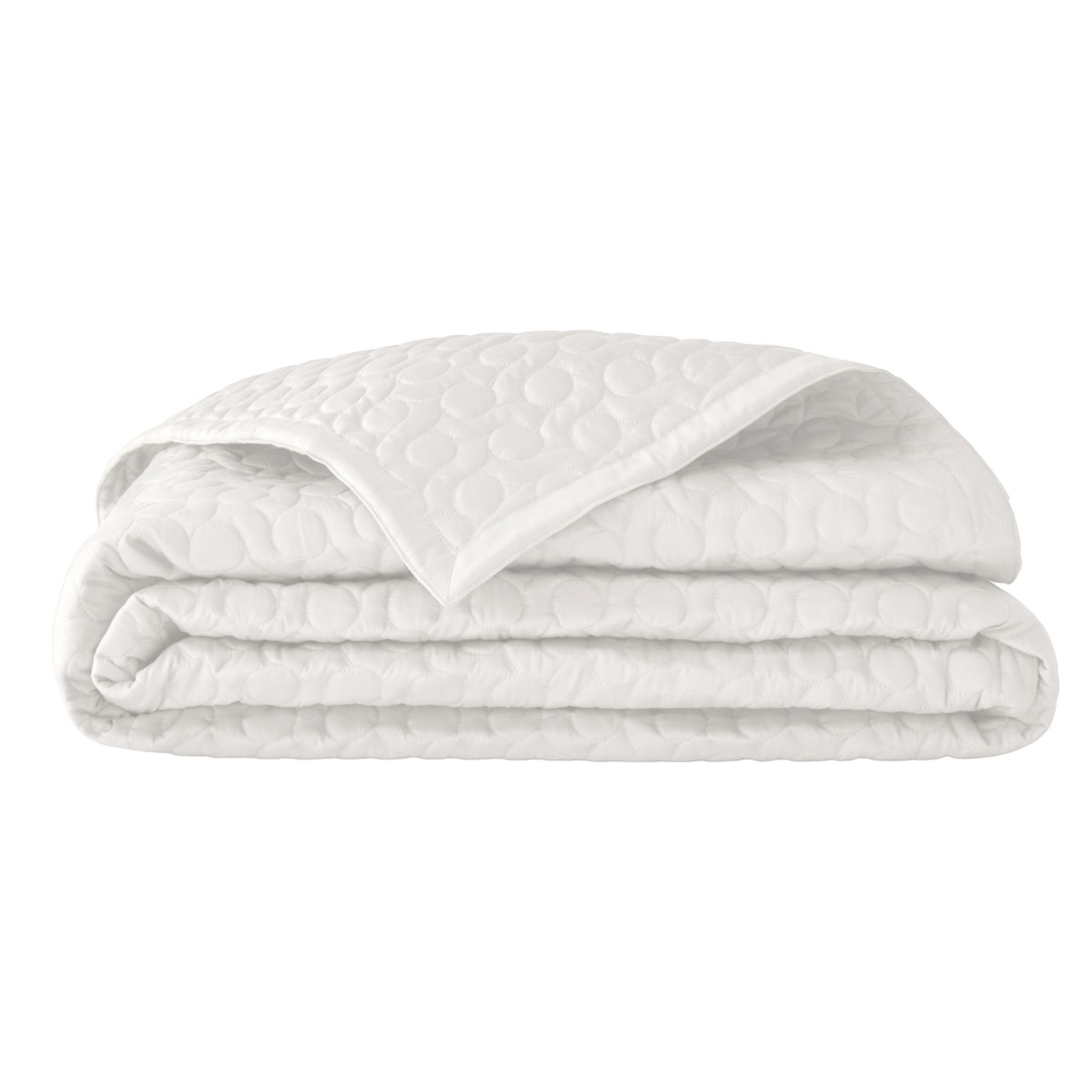 Couvre-lit matelassé uni en satin de coton bio, POESIE, Blanc