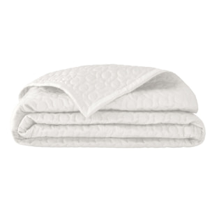 Couvre-lit matelassé uni en satin de coton bio, POESIE, Blanc