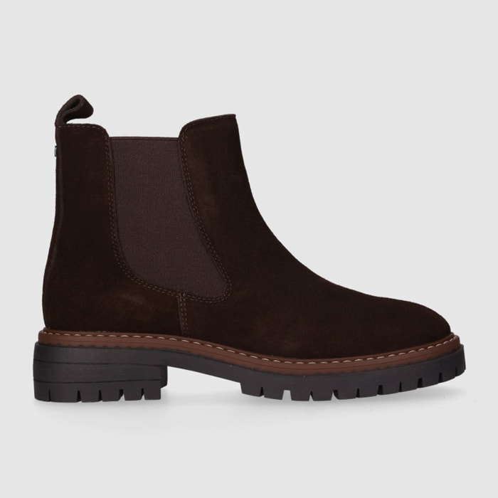 Botines de Serraje - Marron - Tacón: Bajo