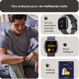 Montre santé FITBIT Sense 2 Aluminium Graphite et Gris ombre