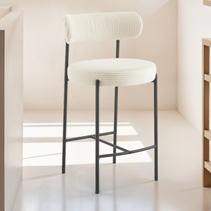 Lot de 2 tabourets de bar en velours côtelé - EVORA