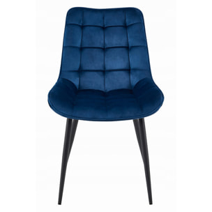 Set di 2 sedie Bera in velluto blu navy con gambe nere