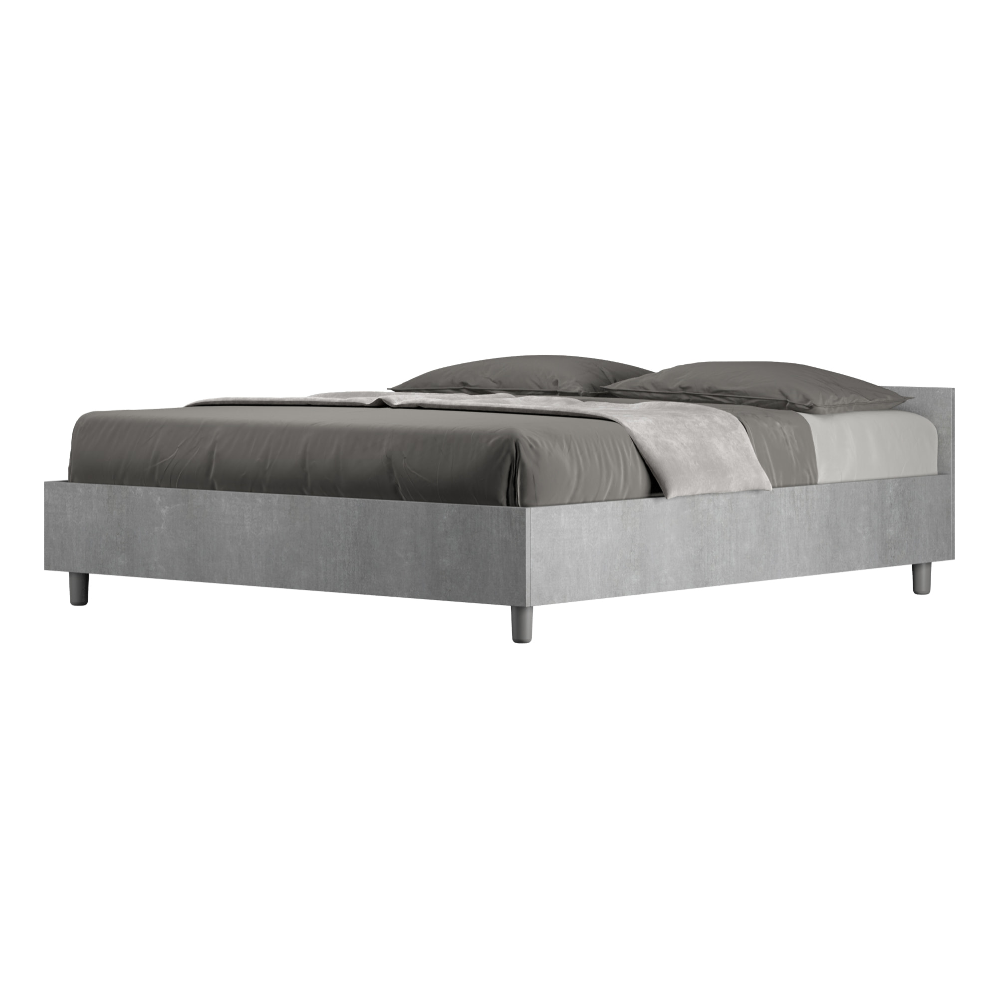 Lit sans sommier 160x200 gris béton Nuamo